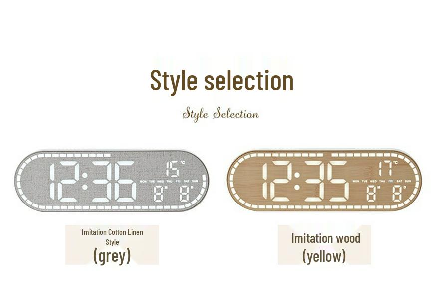 GH8053 LED Wood Grain Wall Clock: Multi-functional, Stand or Hang