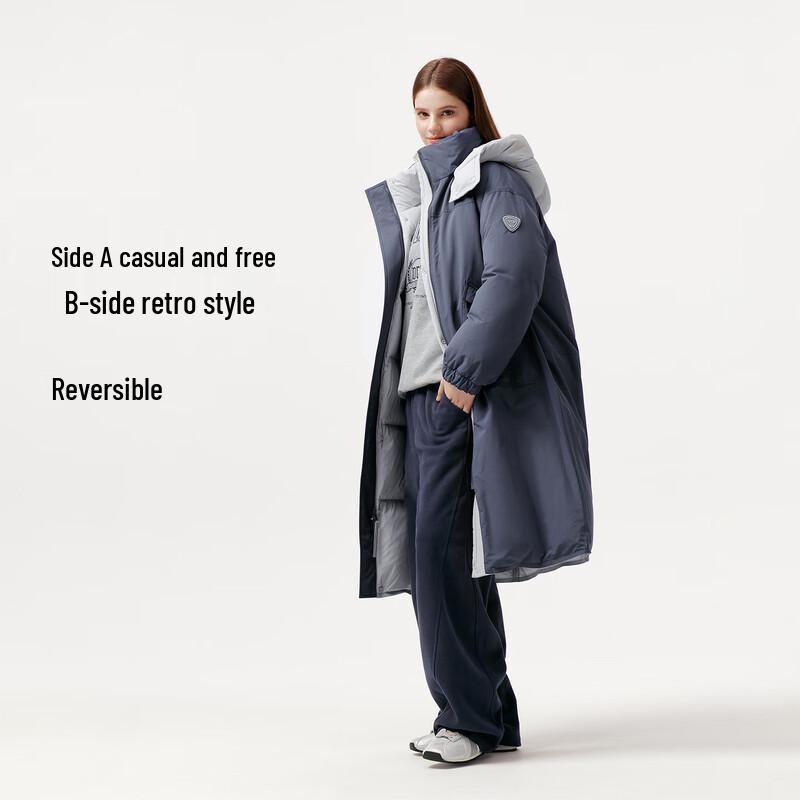 Tanboer Women's Reversible Long Down Parka with Detachable Hood