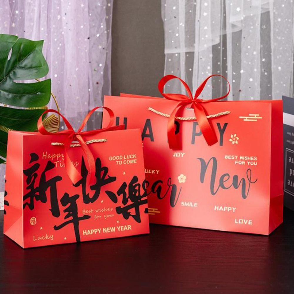 Paper Gift Packing Bag Bow Ribbon Clothing Handle Bag Durable Present Wrap Bag  Celebration