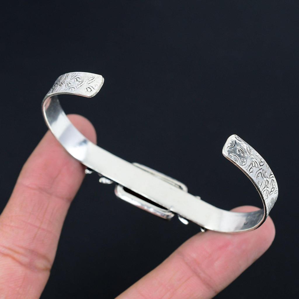 Womens Day Deal Natural Tiger Eye Sterling Silver Flower Wedding Bangle Bracelet