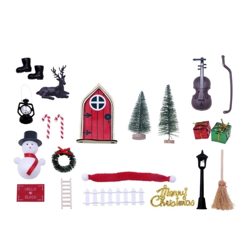 Christmas Dollhouse Decor Set Dollhouse Miniature Accessories Mini Tree Gift Boxes Snow men Decorations Party Supply