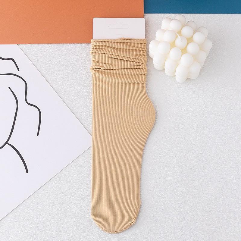 Velvet Socks for Girls, New Summer Style, Thin Ice Silk Socks, Solid Color Mid-calf Socks, Dopamine Socks