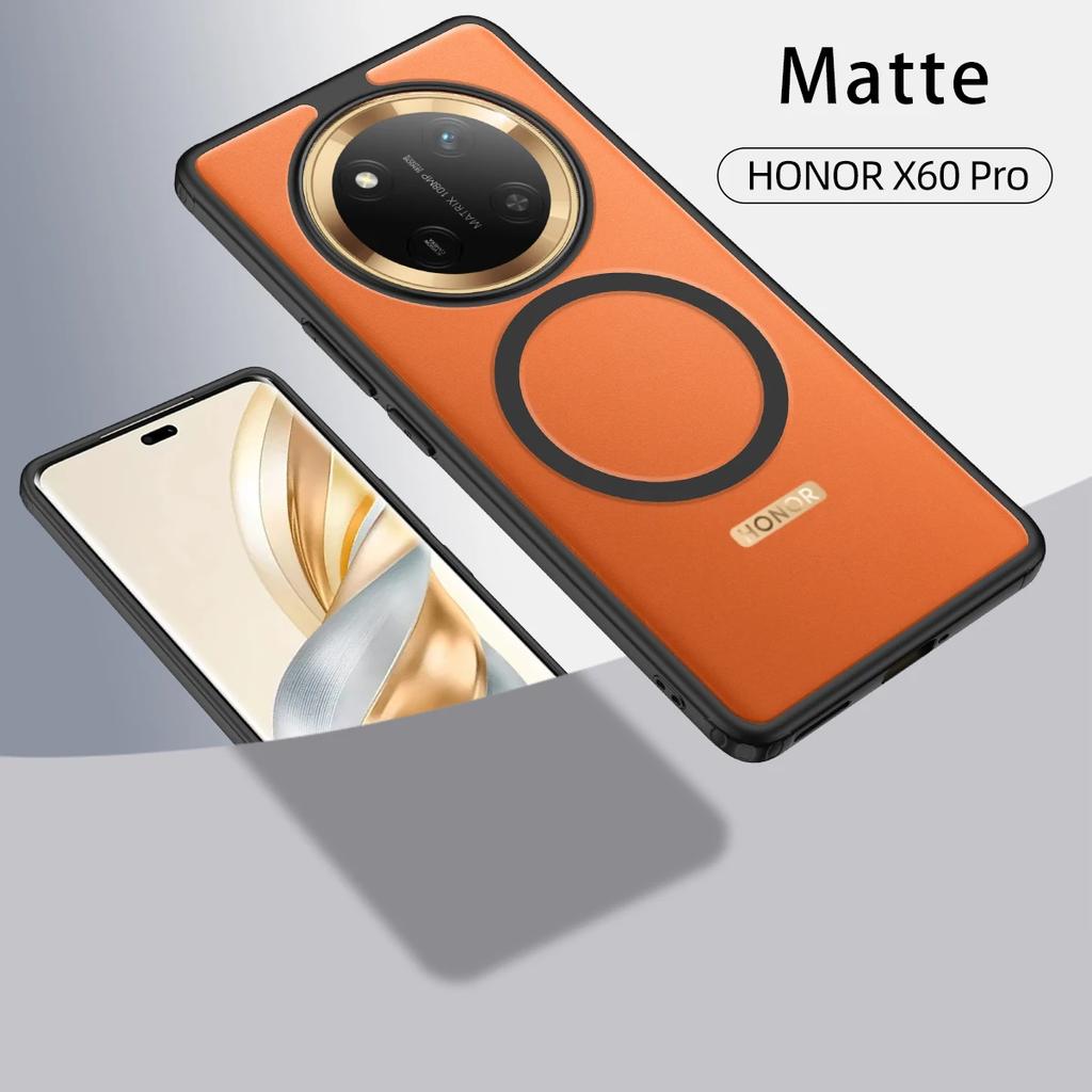 For Magsafe Magnetic Acrylic Case for Honor X9C X9 C Shockproof Wireless Charging Translucent Matte Cover for Honor X60 Pro