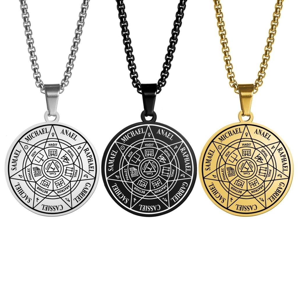 Pendant New Seven Angels Magic Amulet Customized Rune Circle Card Totem Seal Necklace