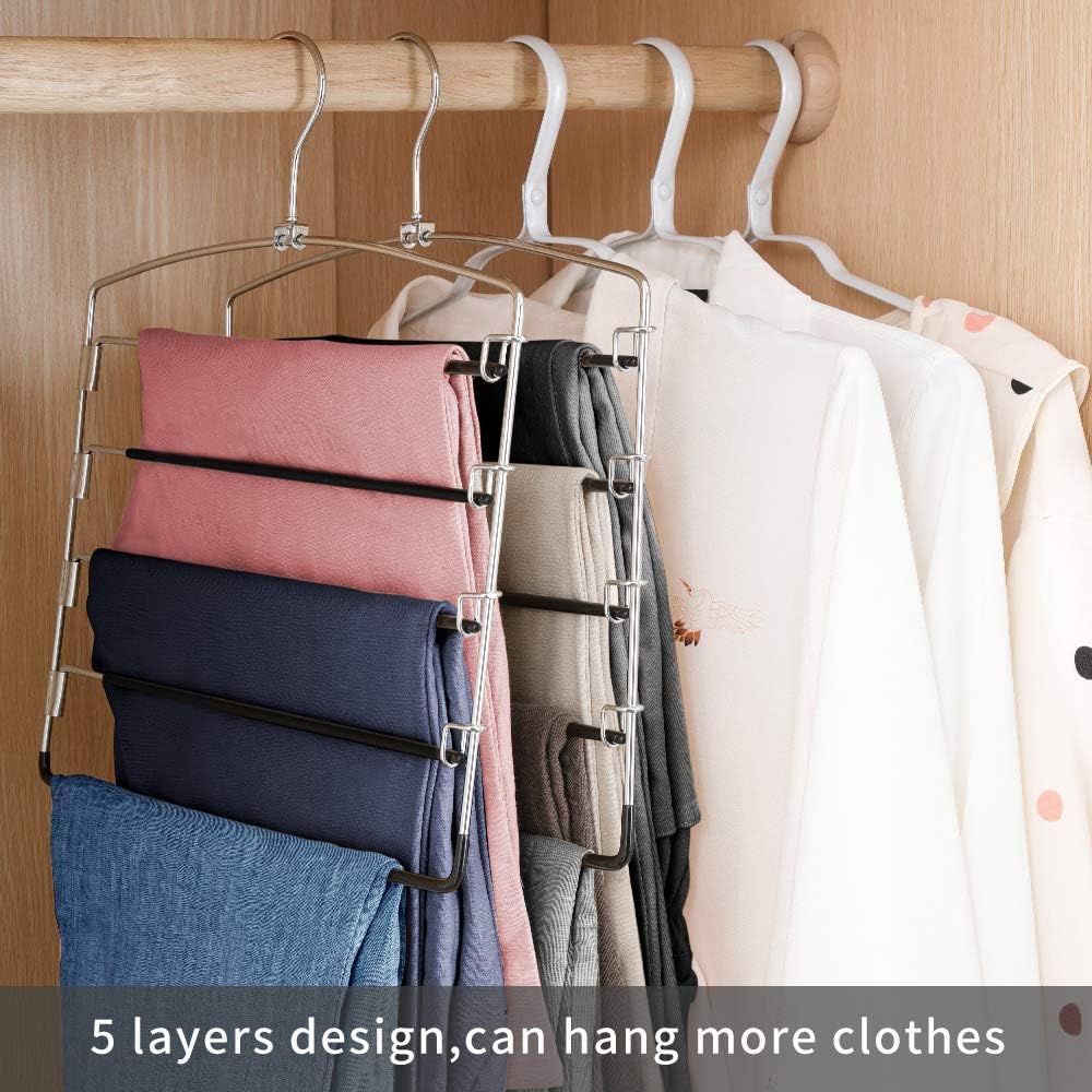 1 Piece Set - Pants Tie Scarf Hanger Non-Slip, Space Saving, Stainless Steel Multi-Layer Swing Arm, Wardrobe Storage Jeans Pants