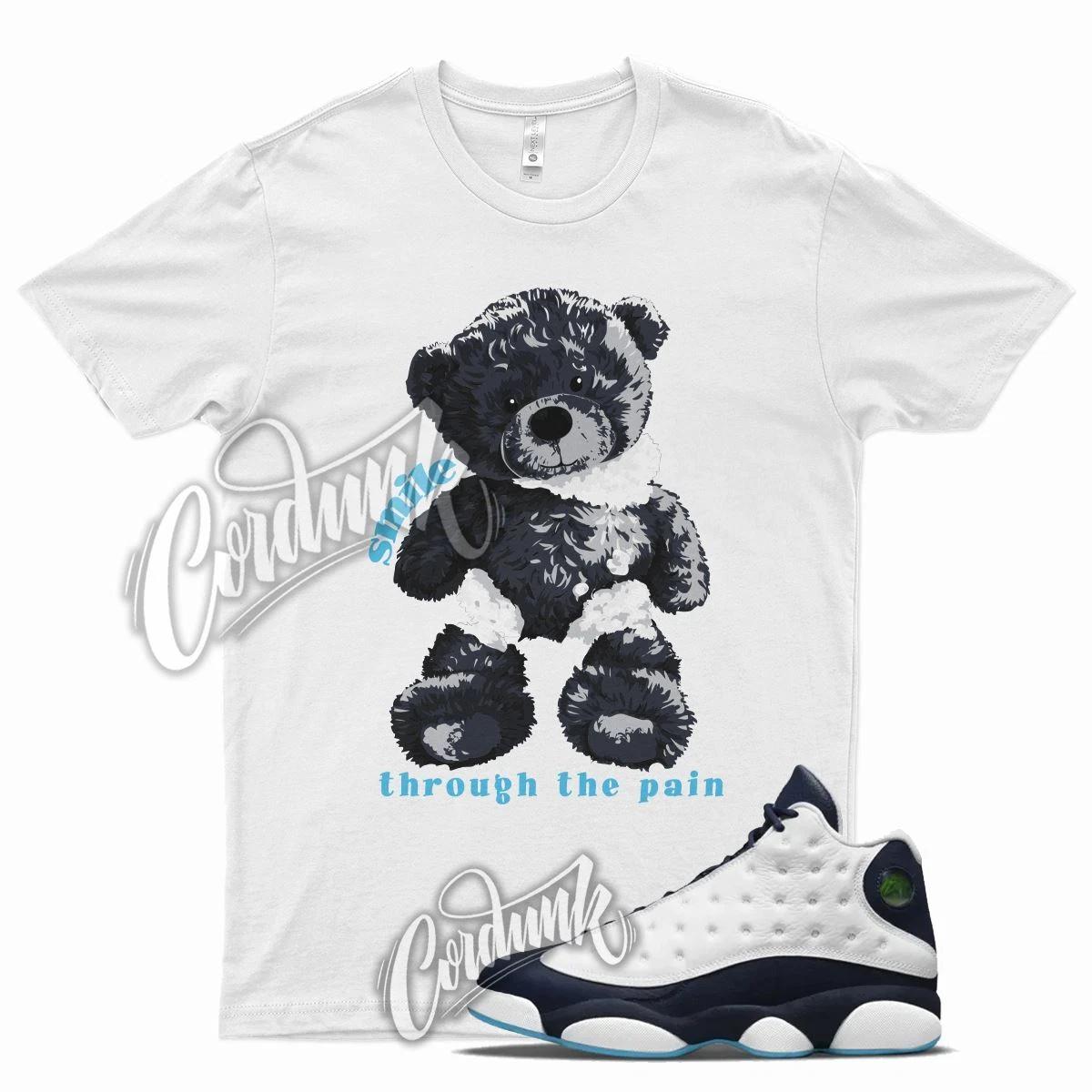 

White SMILE T Shirt for J1 13 Obsidian Powder Blue Carolina Navy UNC Chill L