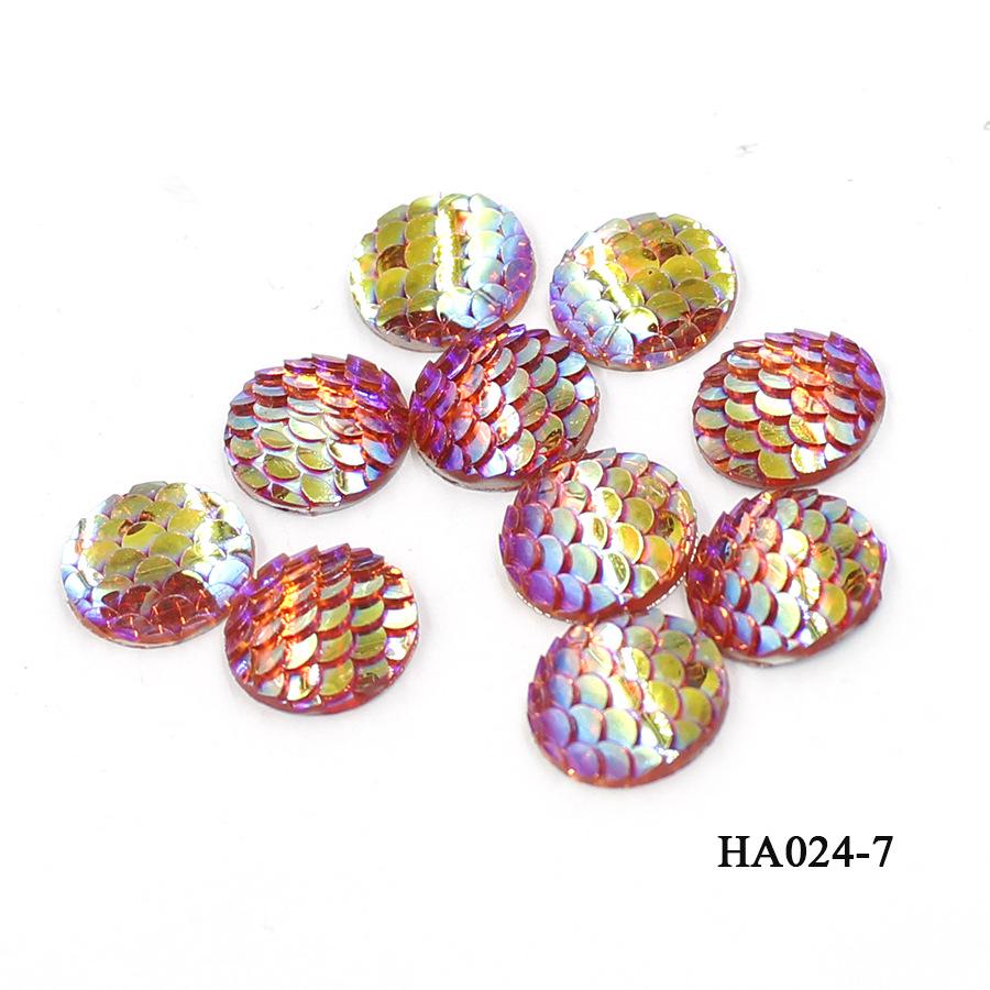 

16 мм DIY Ювелирные изделия Плоские стразы из смолы: Круглые патчи цвета AB с рыбьей чешуей 16MM