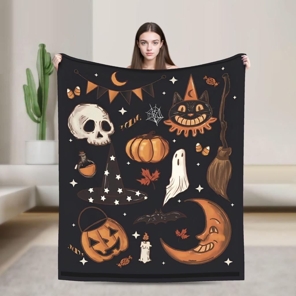 Soft BlanketsChildren Decorative Halloween Throw Blanket Flannel Bedspread For Couch Chair Sofa Bed Funny Sofa Bed Cover