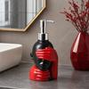 200ml Dispensing Bottle, Smooth Foaming Artistic Black Red Design Soap Bottle, Large Capacity Soap Dispenser for Bathroom Decor