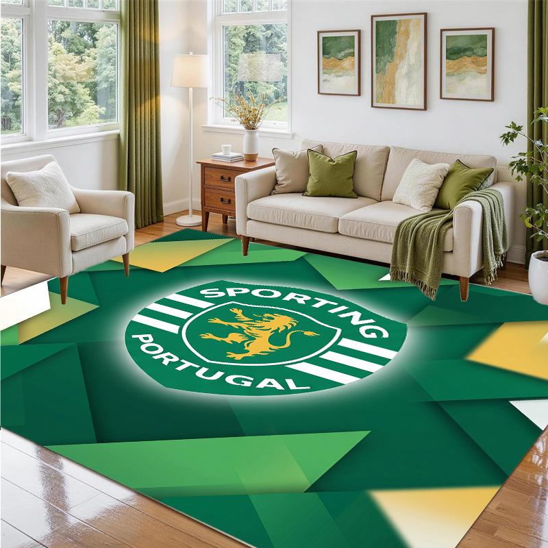 Sporting CP FC Design Crystal Velvet Rug Soft Decorative Mat for Bedroom Entrance