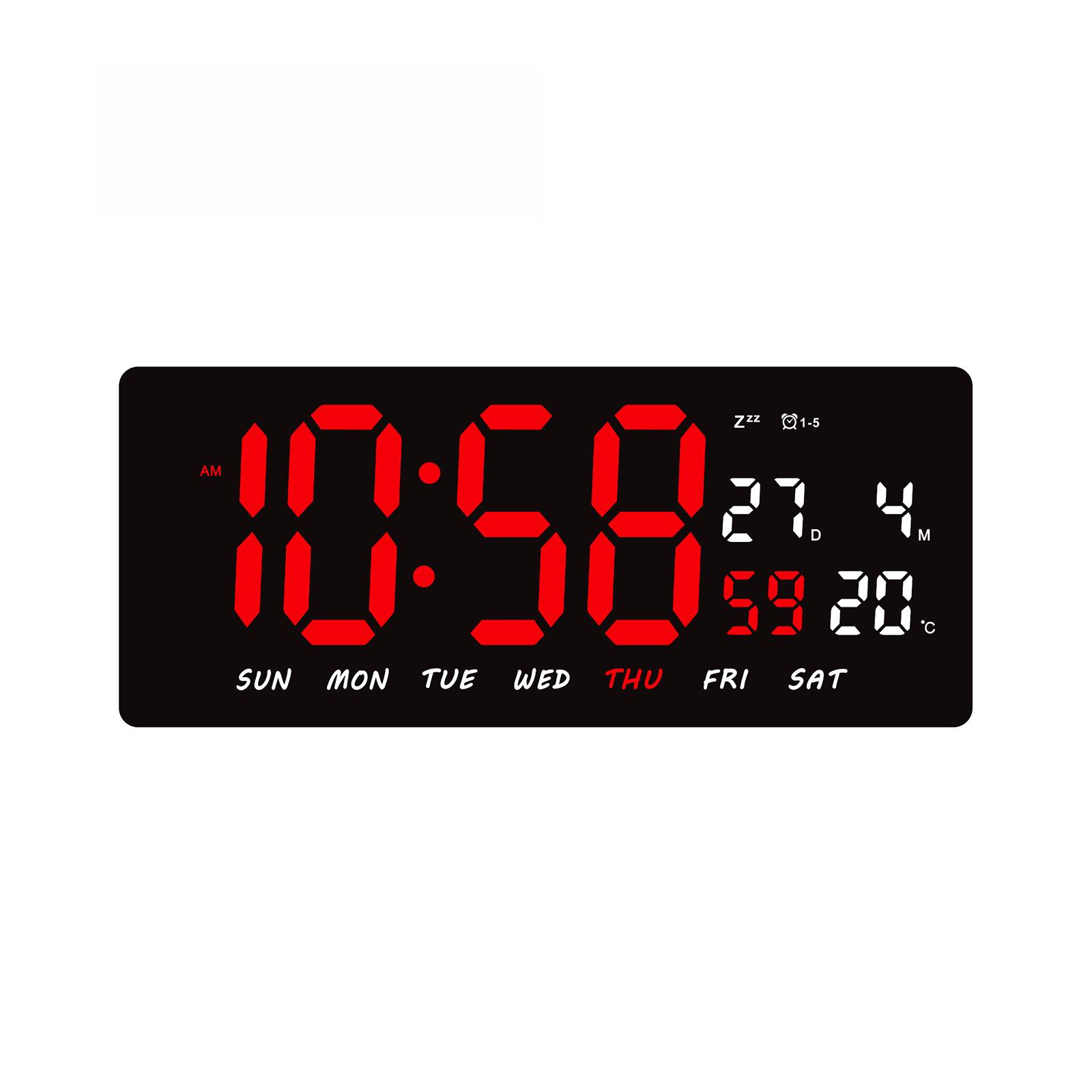 Hot Selling LED Electronic Clock - Simple Large Screen Multifunctional Perpetual Calendar Digital Display Wall Clock 3604 Red and White