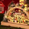 Christmas Wooden LED Lights Bridge Lights Ornaments Christmas Village Shopping Malls Shop Windows Christmas Scene Decorations