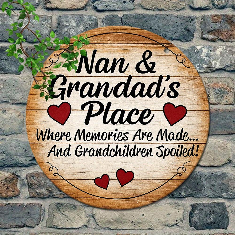 D Flat D Flat Retro Metal Sign Measuring Inch X Inch The Place of Nan And Grandpa Where Memories Are Made And Grandc