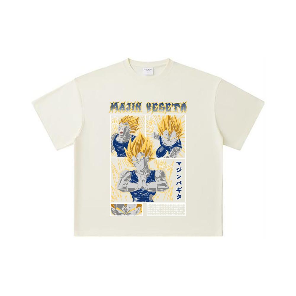 260 GSM Double Yarn 32 Count 100% Cotton Dragon Ball V45 Majin Vegeta Print Unisex Heavy Cotton T Shirt