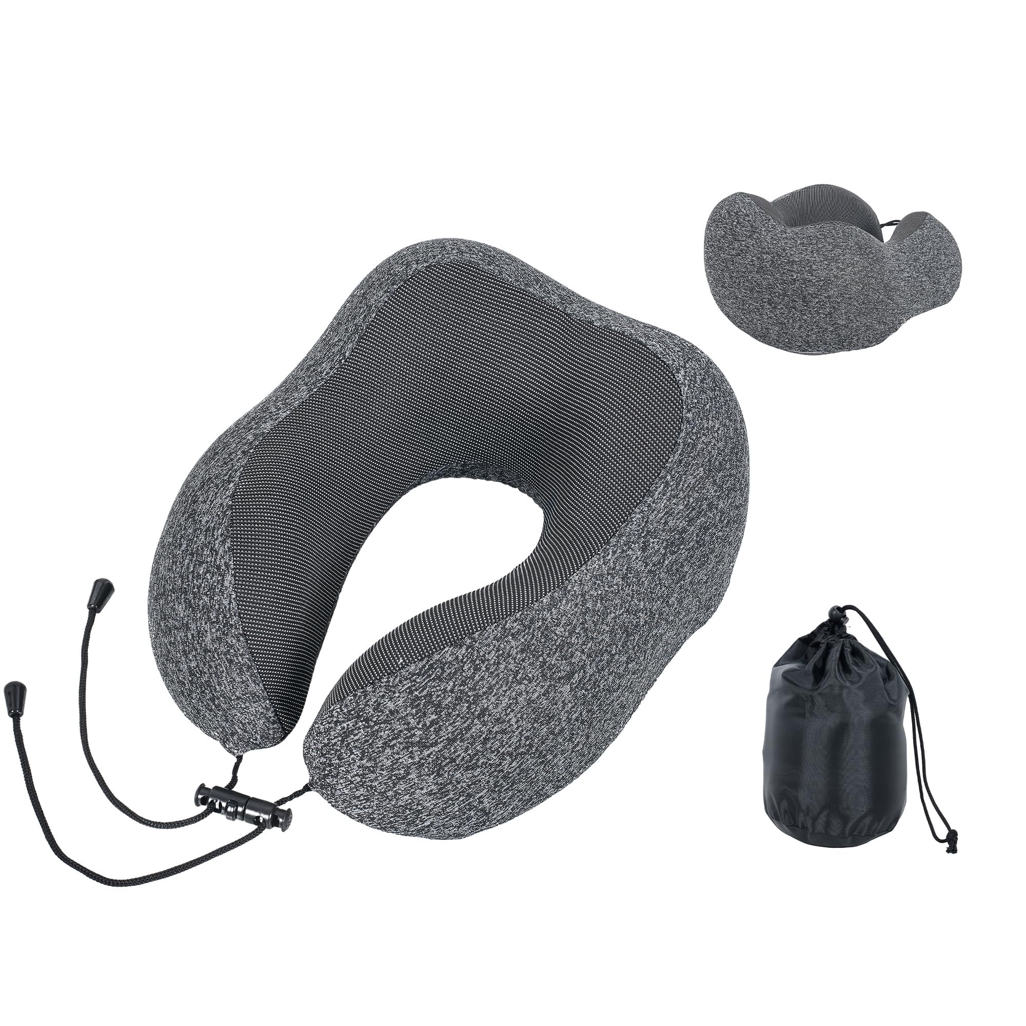 

VECELO Neck Pillow for Airplanes Super Portable Pillow with Integrated Storage Bag for Straight Car Neck Nap Neck Travel Memory Comfortable Straight