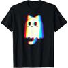 Trippy Vaporwave Ghost Cat Halloween Techno Rave EDM Men Women  T-Shirt Graphic