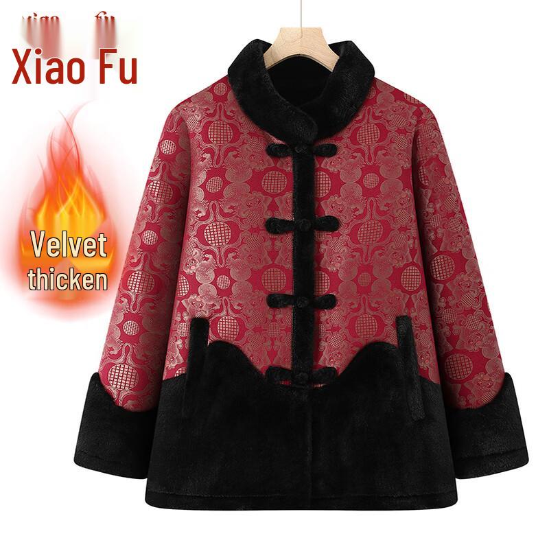 

Elderly Women s Floral Padded Winter Jacket 5XL