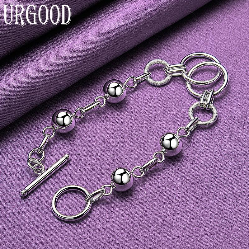 925 Sterling Silver Fashion Beaded Bracelet Party Gift Jewelry