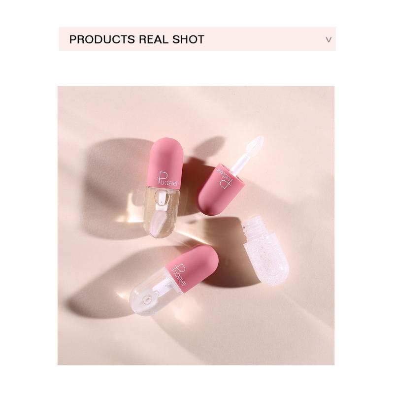 Pudaier Mini Capsule Lip Gloss Moisturizing Transparent Color Changing Lip Plumping Gloss