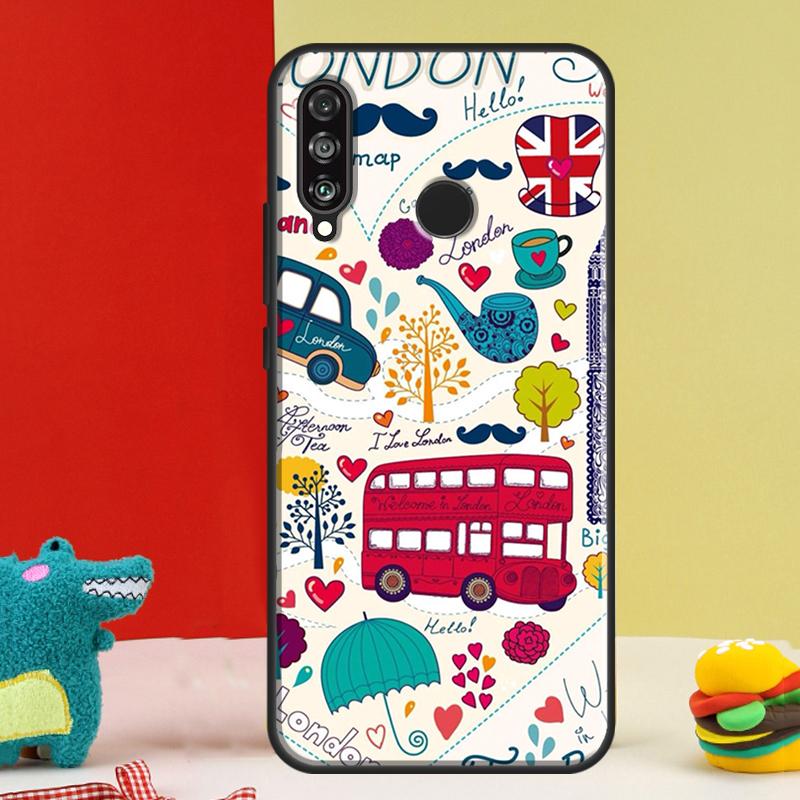 London Bus England Big Ben For Huawei Nova 12s 12i 11i 8i 9 10 SE Y91 Y90 Y60 Y70 Y72 Y61 P20 P40 P30 Lite P60 Pro Case