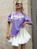 Dopamine Retro-Style Loose Fit Cotton T-Shirt with American and European Print