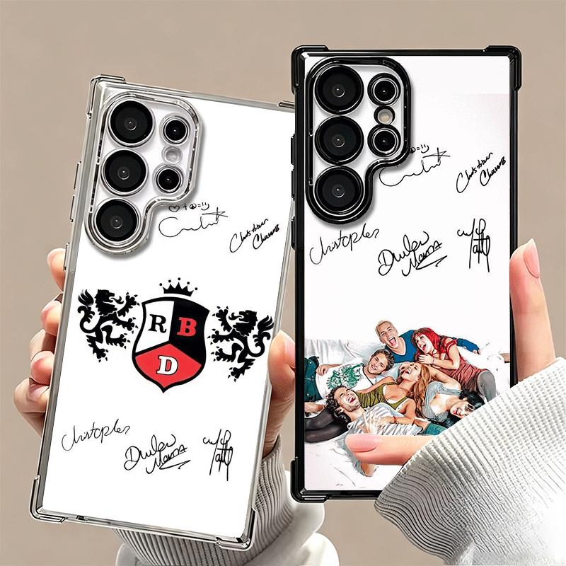 F-Fashion RBD R-Rebelde Plating Phone Case For Samsung Galaxy S24 S25 FE S26 Edge S23 Ultra S22 S21 Plus S20 Anti-Fall Airabag C