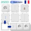 BSEED DIY Button Switch Module USB Phone Charge FR Socket Parts Wall Light Large Switch Plastic Frame Combination E Series
