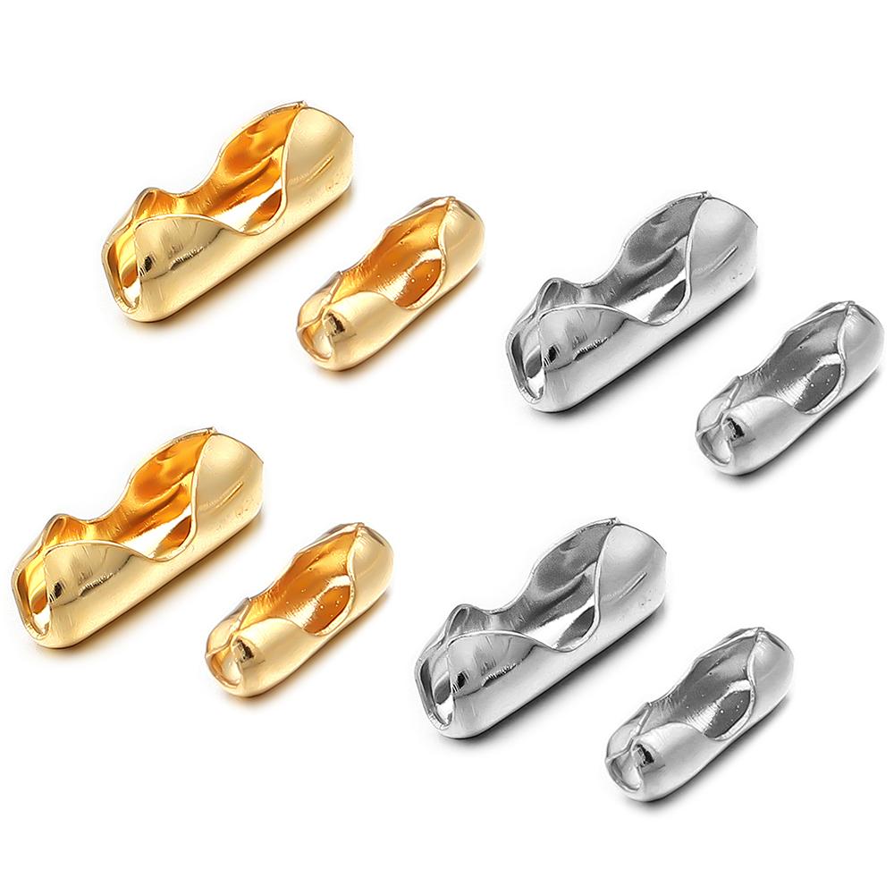 40-100pcs/lot 1.5/2.4mm Stainless Steel Ball Bead Chains Connector Clasps For DIY Jewelry Making Necklace Bracelets Accessories