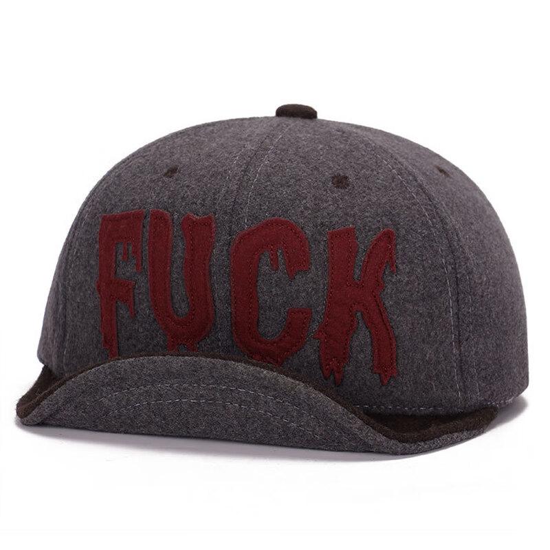 ZHENYUEQI Корейский стиль Шерстяная смесь Бейсболка  FUCK