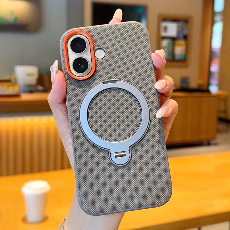For Apple iPhone 17 17 Pro 17 Pro Max 17 Air  Solid Color Rotating Magnetic Stand Anti-drop and Anti-fingerprint Phone Case