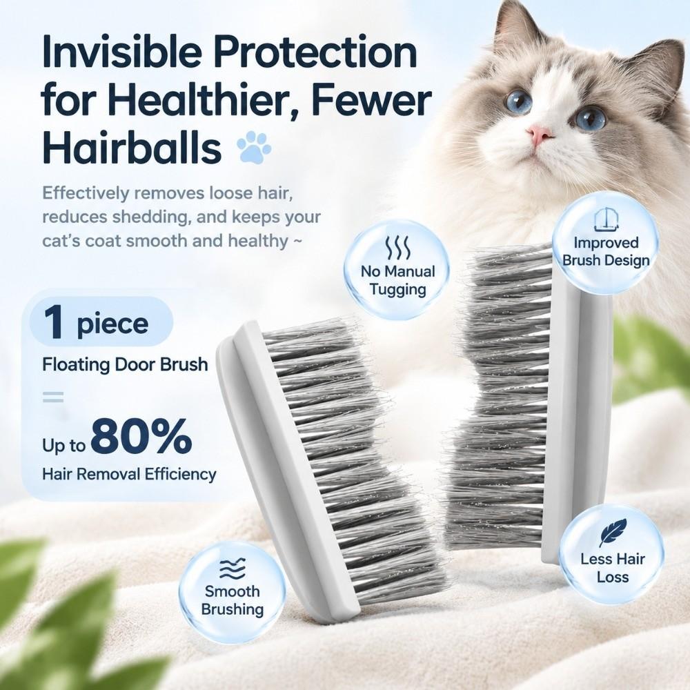 A Pair Hanging Self Cleaning Hair Catcher Grey Cat Litter Box Floating Fur Brush Door Cat Door