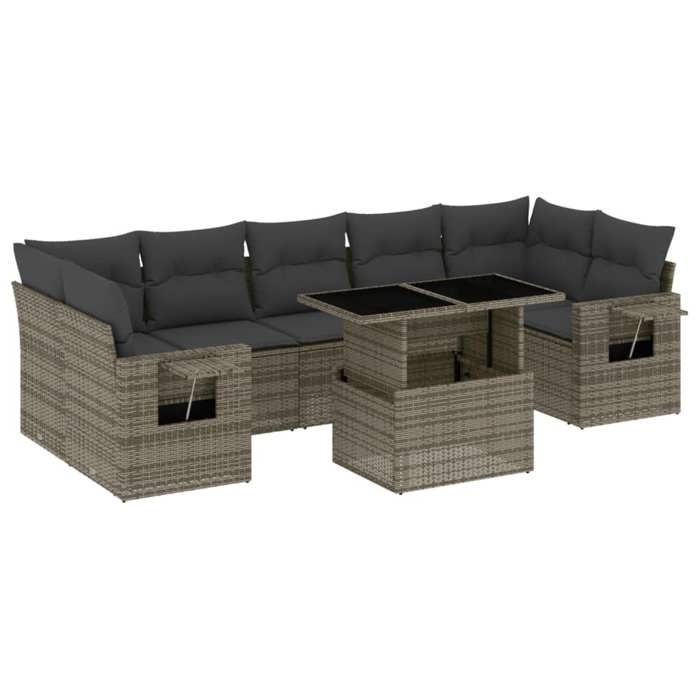 VidaXL Garden Lounge Set 8 Pcs with Grey Cushions Wicker 3267780