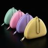 Compact Candy Color Silicone Coin Holder Zipper Closure Triangle Shape Mini Coin Purse Portable Waterproof Earphone Bag Girls