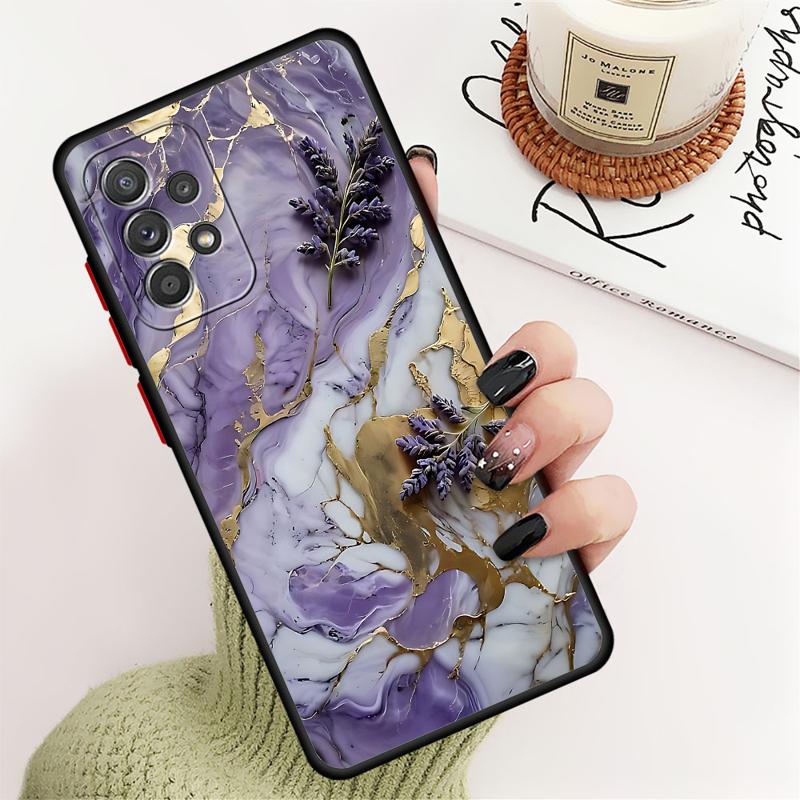 Flower Marble Phone Case for Samsung Galaxy A55 A54 A53 A52 A51 A13 A12 A35 A34 A33 A32 A71 A23 A21s Matte