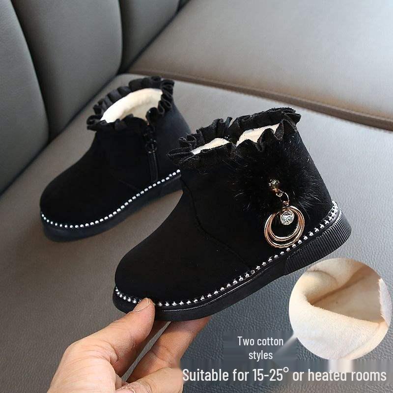 Stylish Winter Snow Boots for Girls Aged 1-6 - Plush, Thickened Martin Princess Boots