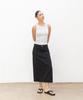 CHAMBROS Women'S Basic Cotton Denim Long Skirt [Black]