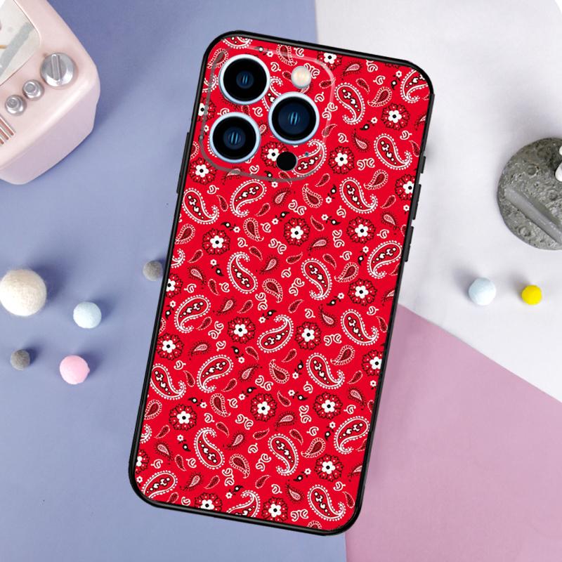 Red Bandana Paisley Phone Case For iPhone 17 Pro Max 16 15 13 12 11 14 Pro Max Plus Mini 16e 17 Air Back Cover
