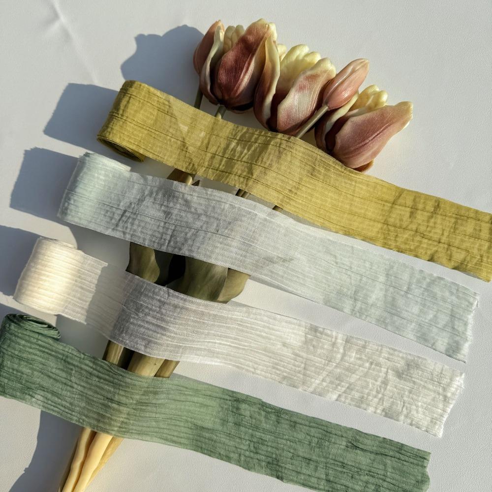 Elegant Striped Pleated Ribbons Simple Solid Color Chiffon Ribbons 5cm*5m Packaging Material Wedding Ribbons