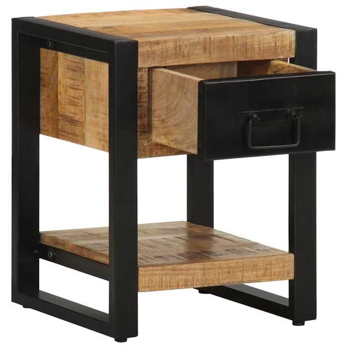 VidaXL Bedside Table 35x34x45 Cm Solid Raw Mango Wood, Bedside Cabinet, Bed Cabinet, Side Table for 4013567