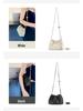 Women's Genuine Leather Pleated Cloud Chain Bag with Gold Accent - Stylish Fashionable Shoulder Crossbody