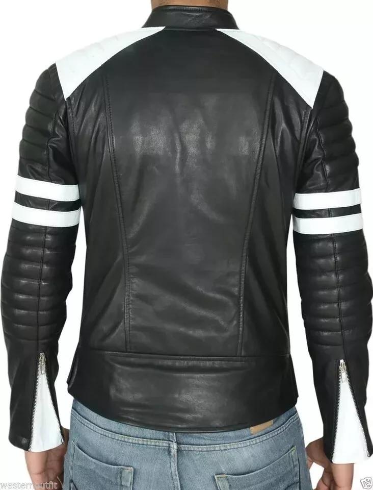 Stilvolle Jacke Elegant Herren Echtes Lammleder Neu Schwarz Handgefertigt