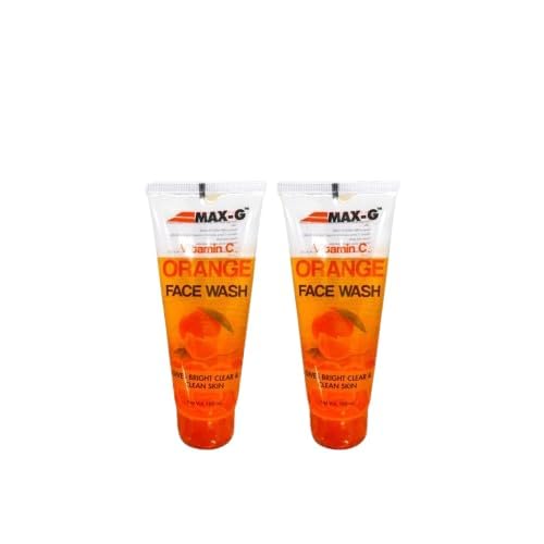 MAX-G Orange Vitamin C Face Wash, Bright & Clean Skin, 100ml (Pack of 2, Orange)