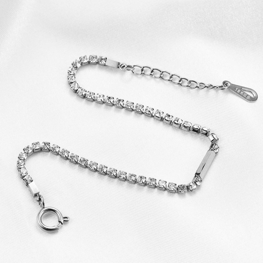 Elegant 4MM Zircon-Inlaid Stainless Steel Bracelet for Women