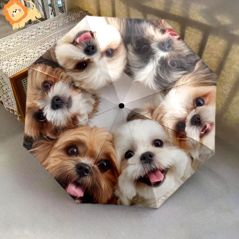 A Group of Dogs pattern, automatic folding umbrella, portable and foldable design, 8 ribs, a Christmas or birthday gift.