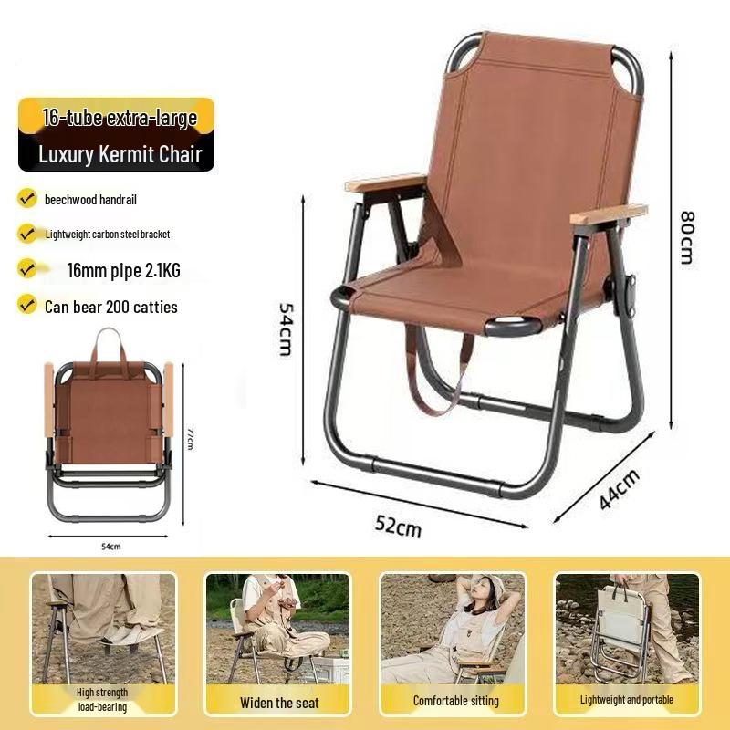Custom Logo Portable Kermit Camping Chair - Folding Outdoor Chair for Fishing, Picnic, and Beach