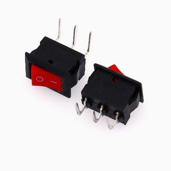 Mini Rocker Switch KCD11: Small 2/3-Pin 3-Position, Bent Pins, 10x15mm, 3A 250V