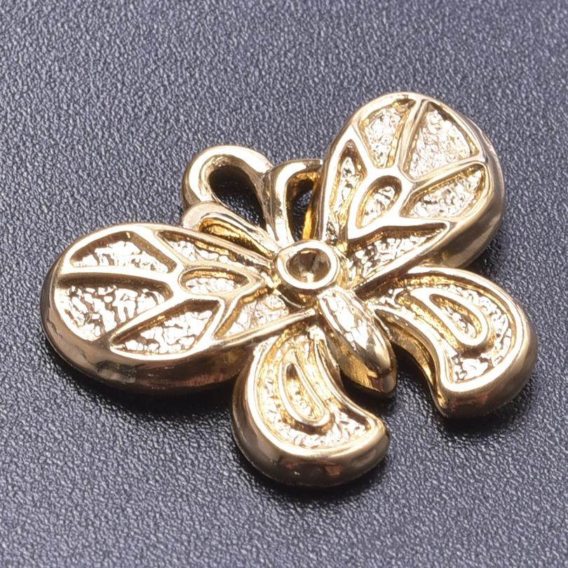 5pcs 18k Real Gold Plated Animal Pendant Stainless Steel Butterfly Charm For Jewelry Making Supplies Papillons Fuxk Men Pendants