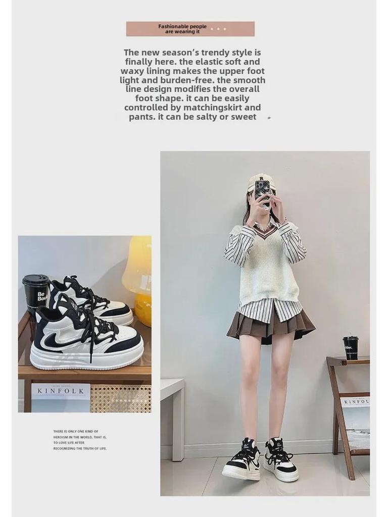 2025 Spring White Platform Sneakers for Women - Korean Style Casual Sports Shoes S6102051