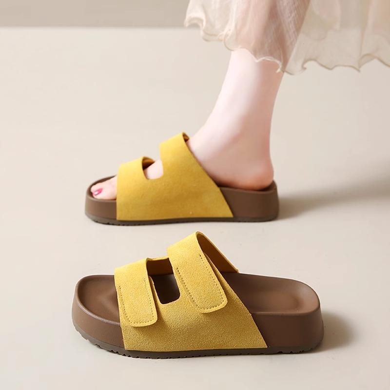 

Internet celebrity slippers women wear 2025 summer new French fairy style with skirt flat bottom sandals beach one word 40