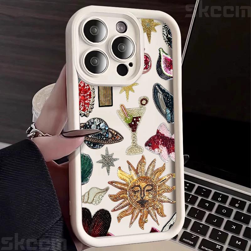 Fashion Black Collage Sun Pattern Eye Design Case For Samsung Galaxy S25 S24 S23 S22 S21 Ultra Plus S20 FE A55 A54 A15 A35 Cover